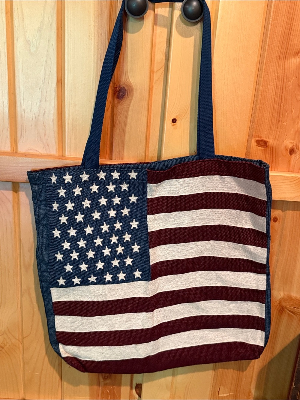 Source Unknown Americana Stars & Stripes Tote - Navy, Burgundy, White
